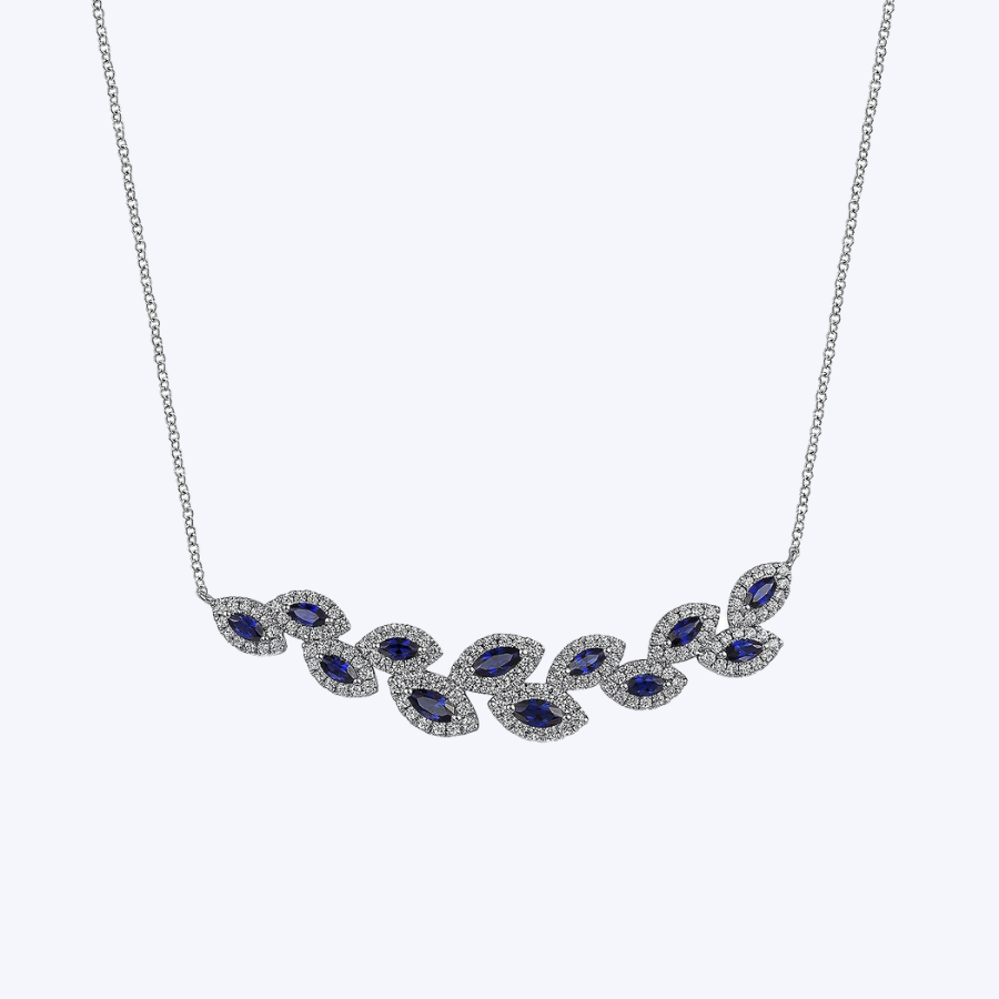 Blue sapphire bar necklace deals