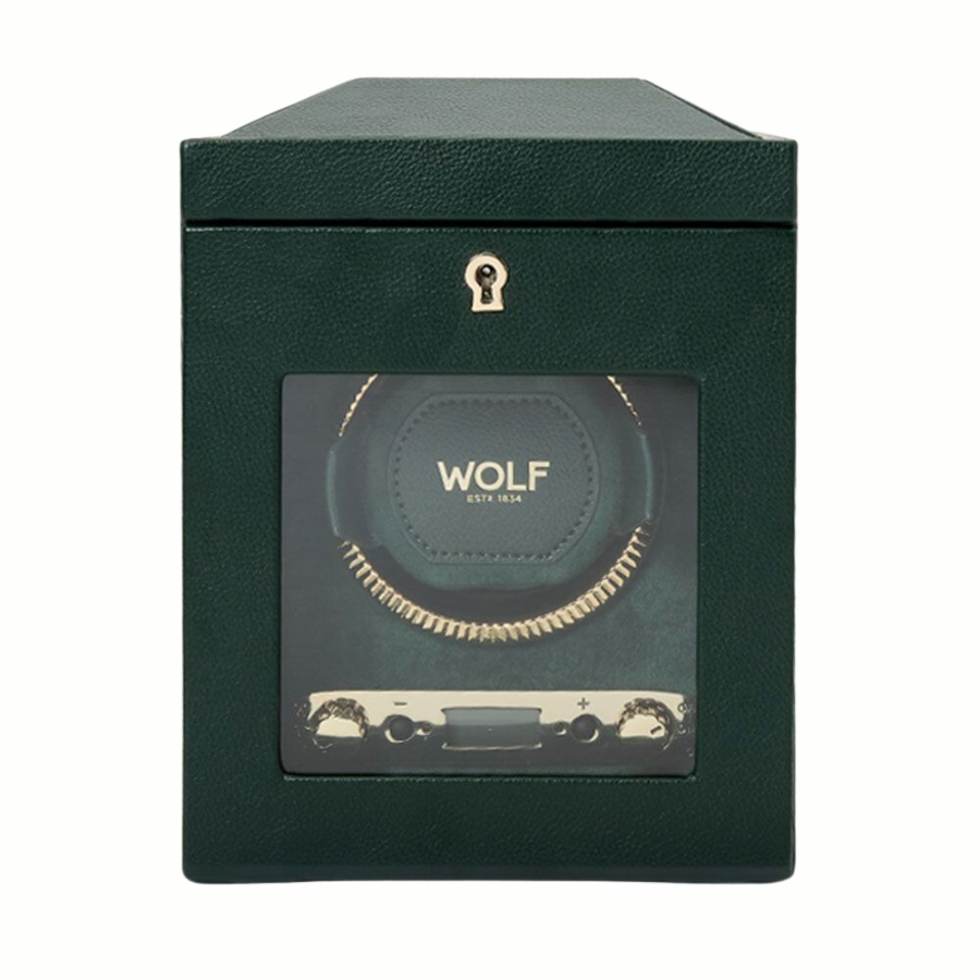 Black British Racing Single Watch Winder w/ Storage