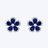 Paran Blue Sapphire Flower Earrings