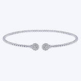 Hayley Michelle Diamond Flower Caps Open Bangle