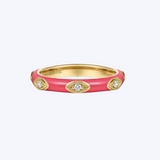 Enamel - 14K Yellow Gold Diamond Stackable Ring