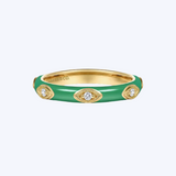 Enamel - 14K Yellow Gold Diamond Stackable Ring