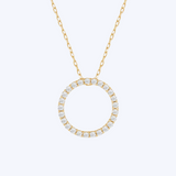Yellow Gold Diamond Circle Pendant Necklace