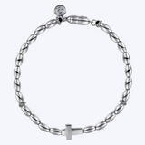 Sterling Silver Beaded Cross Bracelet