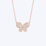 Diamond Pave Butterfly Pendant Necklace