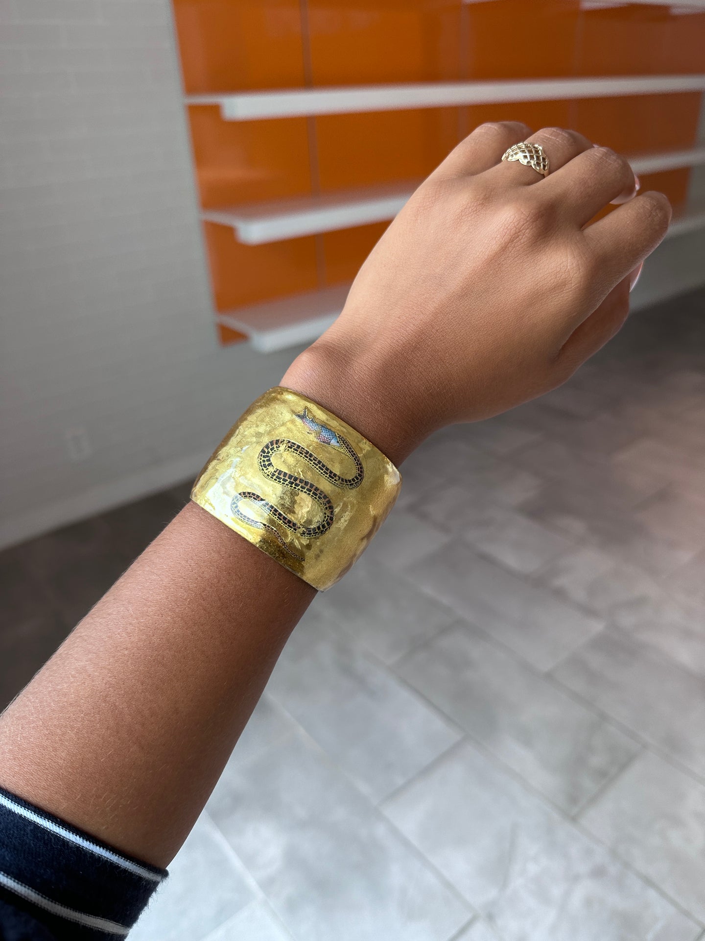 Snake Cuff with Fish