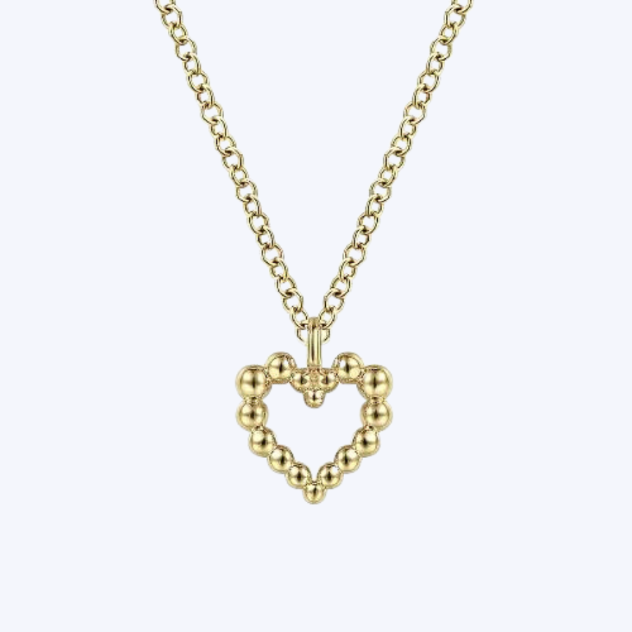 Bead Open Heart Pendant Necklace