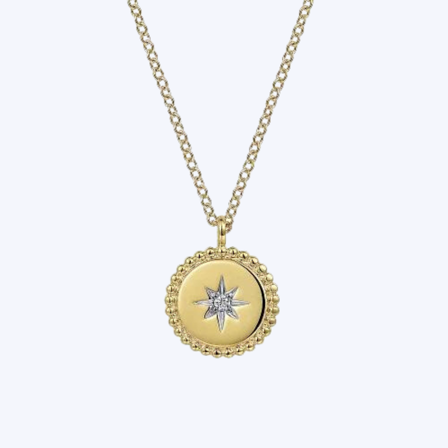 Medallion Necklace with Starburst Diamond Center