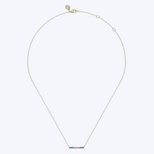 Load image into Gallery viewer, Diamond Bar Necklace with Blue Enamel
