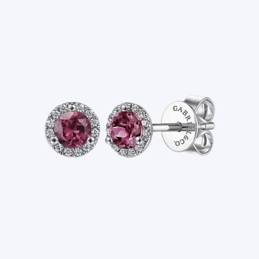Diamond & Pink Tourmaline Stud Earrings