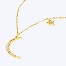 Load image into Gallery viewer, Diamond Moon with Star Dangle Necklace
