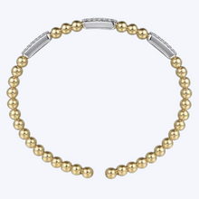 Load image into Gallery viewer, Diamond Pave Three Station Bar Bujukan Beads Split Bangle

