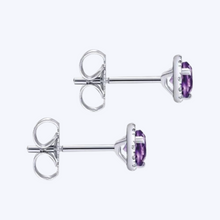 Load image into Gallery viewer, Amethyst &amp; Diamond Halo Stud Earrings
