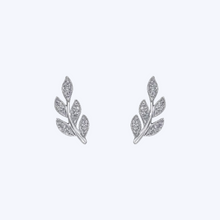 Load image into Gallery viewer, Diamond Leaf Stud Earrings

