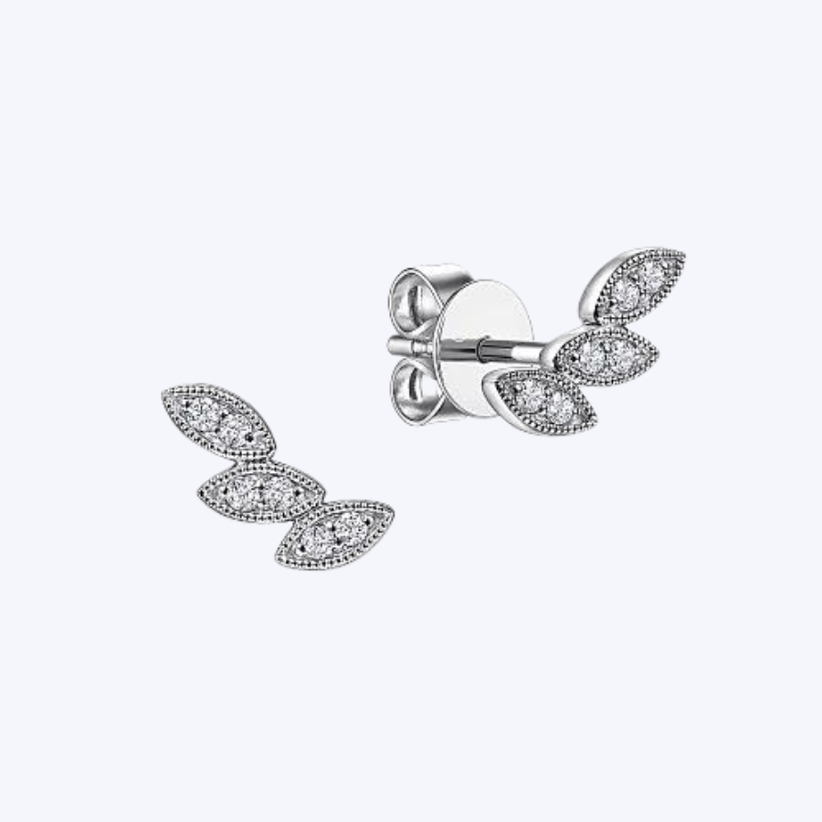 Diamond Leaf Shape Stud Earrings