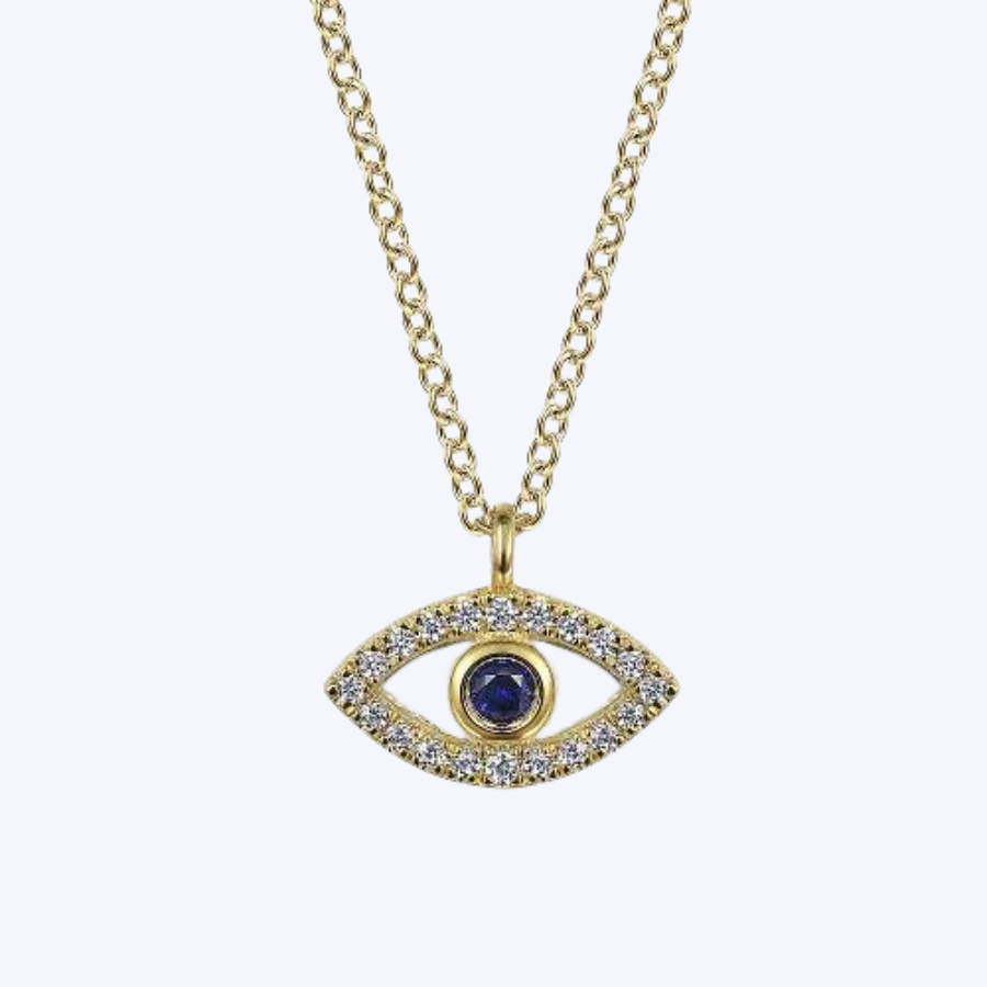Diamond & Sapphire Evil-Eye Pendant Necklace