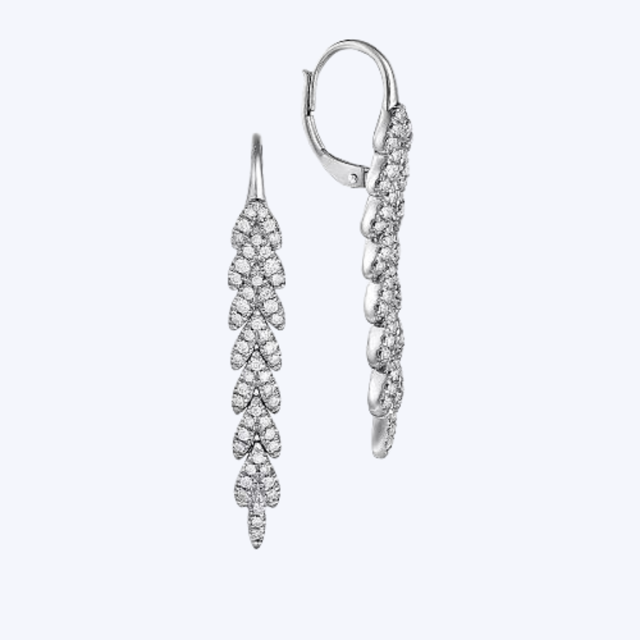 Elongated Vertical Diamond Branch Drop Earrings