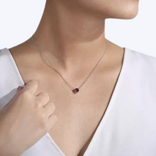 Load image into Gallery viewer, Garnet and Diamond Halo Pendant Necklace
