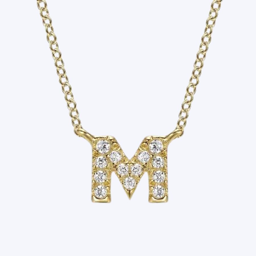 Gaby Diamond M Initial Pendant Necklace