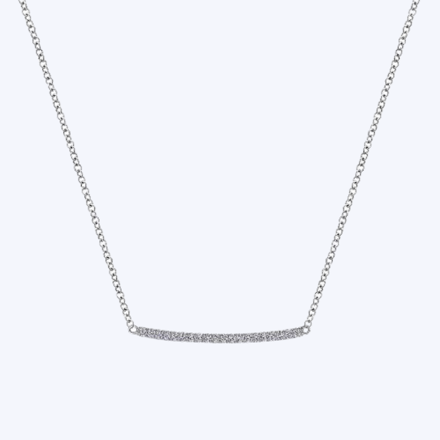 Gaby Curved Pave Diamond Bar Necklace