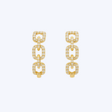 Diamond Pave Gold Link Huggie Earrings