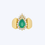 Bold Pear-Shaped Emerald and Diamond Halo Ring