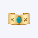 Turquoise Cabochon Cuff with Diamond Accents