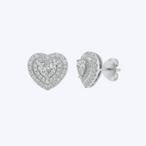 Halo Heart Diamond Stud Earrings