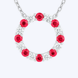 Cindy Ruby and Diamond Circle Pendant Necklace