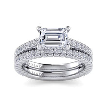 Load image into Gallery viewer, Laurel Horizontal Emerald Diamond Engagement Ring
