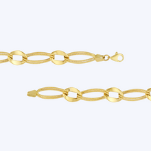 Load image into Gallery viewer, Textured/Polished Open Oval Link Bracelet
