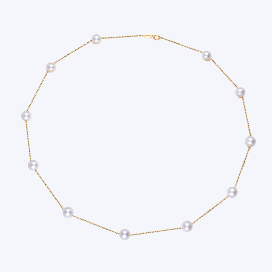 Akoya Pearl Tin Cup Necklace