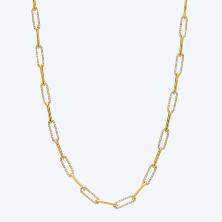 Alternating Diamond Flat Link Paper Clip Chain