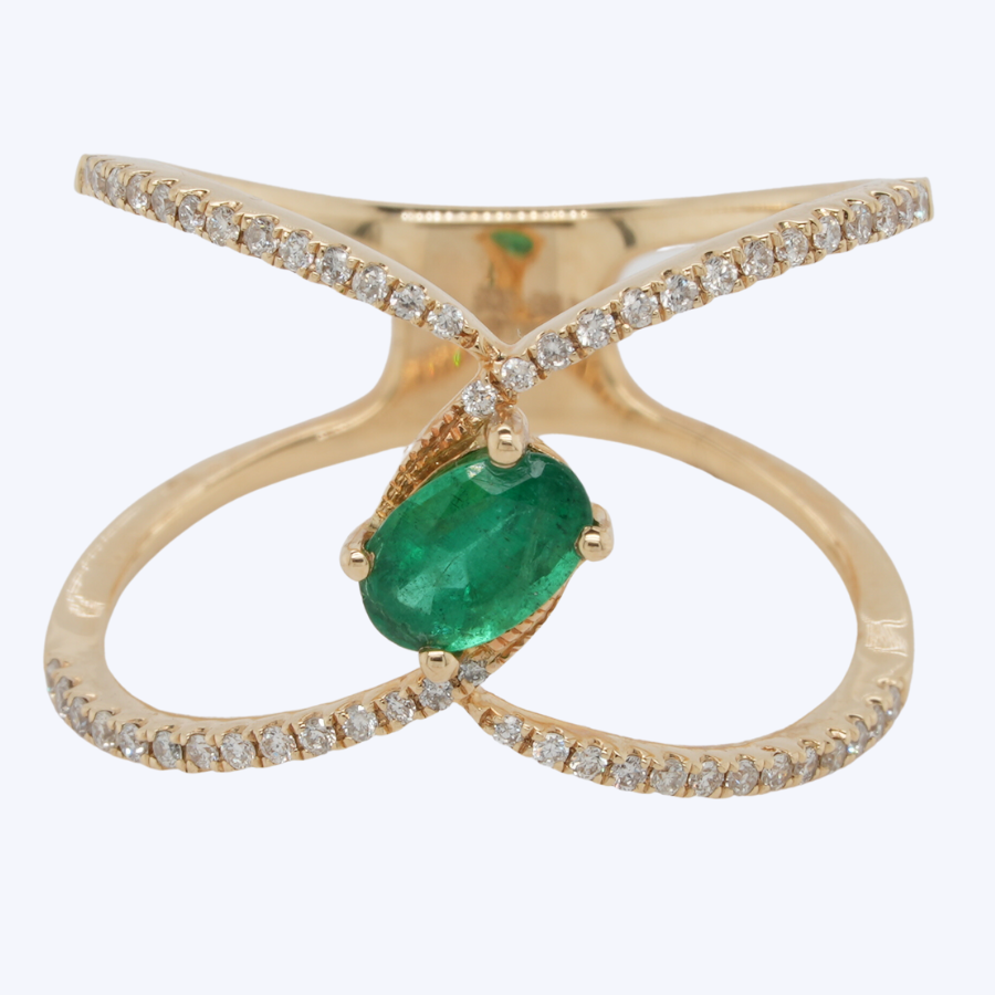 Crossover Emerald Ring