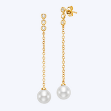 Load image into Gallery viewer, Mamie Pearl &amp; Diamond Drop Earrings
