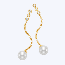 Load image into Gallery viewer, Mamie Pearl &amp; Diamond Drop Earrings
