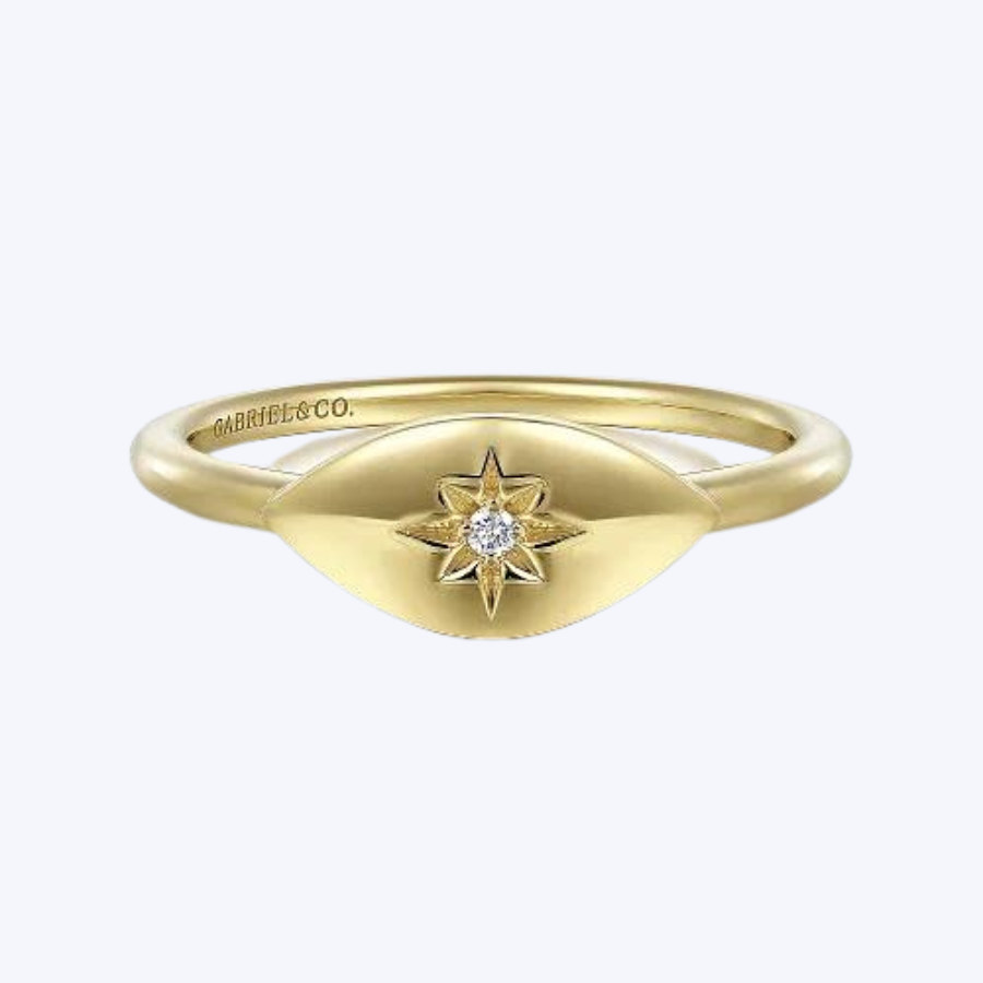 Diamond Starburst Signet Ring