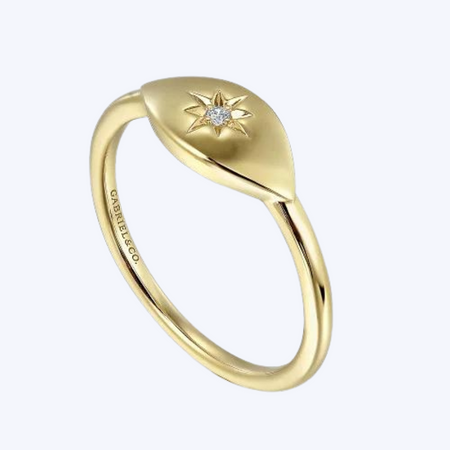 Diamond Starburst Signet Ring