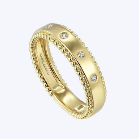 Diamond Bezel Wide Stackable Ladies Ring