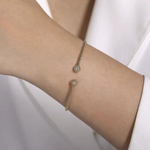 Load image into Gallery viewer, Split Cuff Bracelet with Diamond Flower Caps

