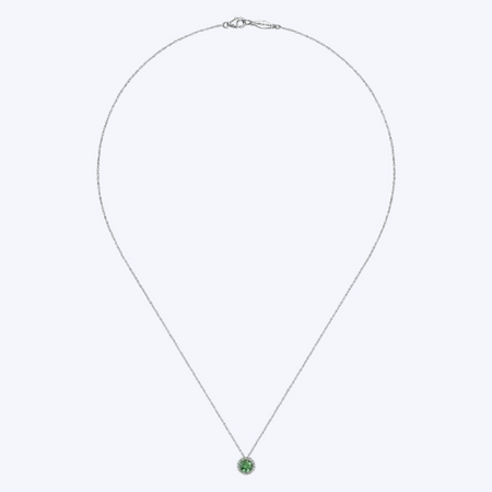 Emerald and Diamond Halo Pendant