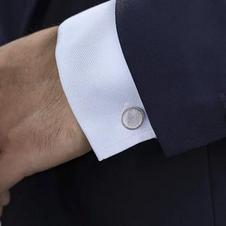Round Cufflinks with Twisted Rope Trim