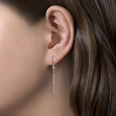 Long Tapered Diamond Drop Earrings