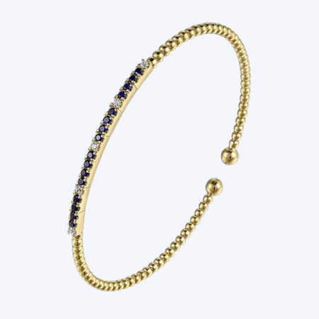 Diamond and Blue Sapphire Split Bangle