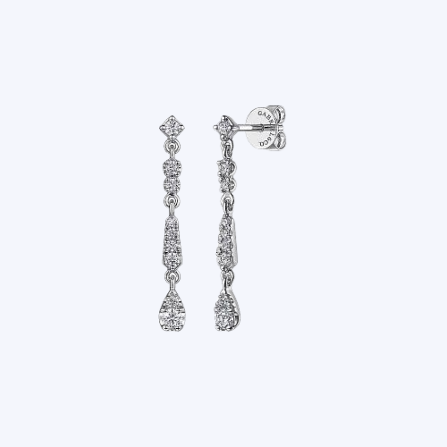 Linear Diamond Drop Stud Earrings