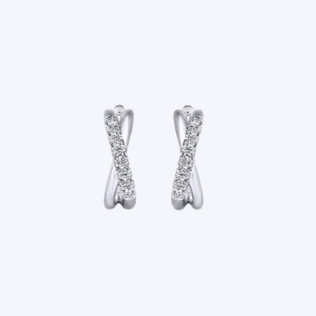 Twisted 15 mm Diamond Huggie Earrings