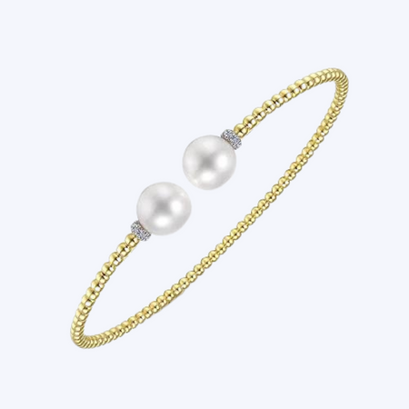 Diamond and Pearl Split Bangle