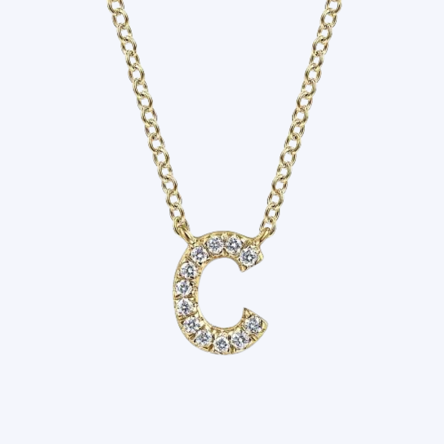 Diamond C Initial Pendant Necklace
