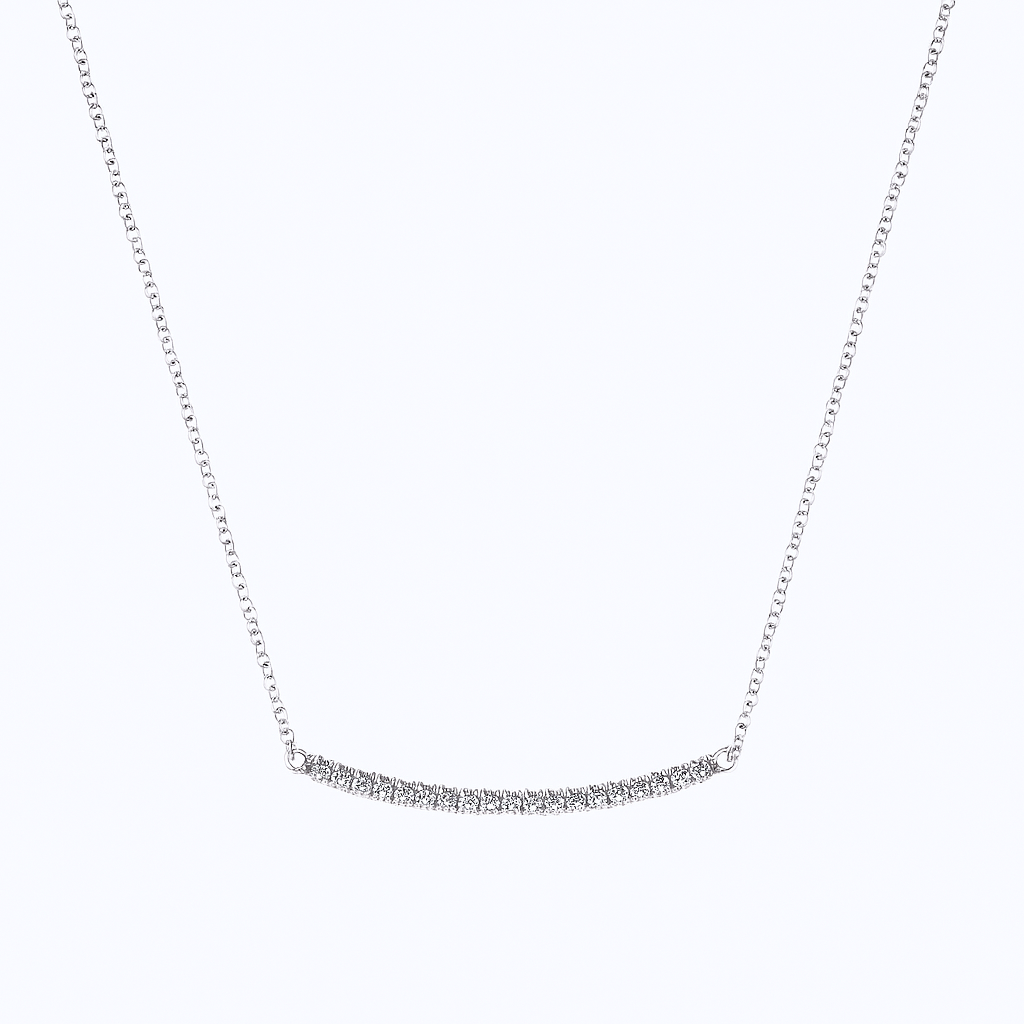 Annabeth Diamond Pave Curved Bar Necklace