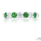 Petite Alternating Round Emerald and Diamond Band